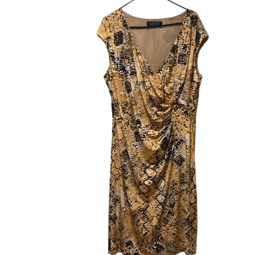 Kasper multicolored Ruched Cowl Neck Sheath Dress